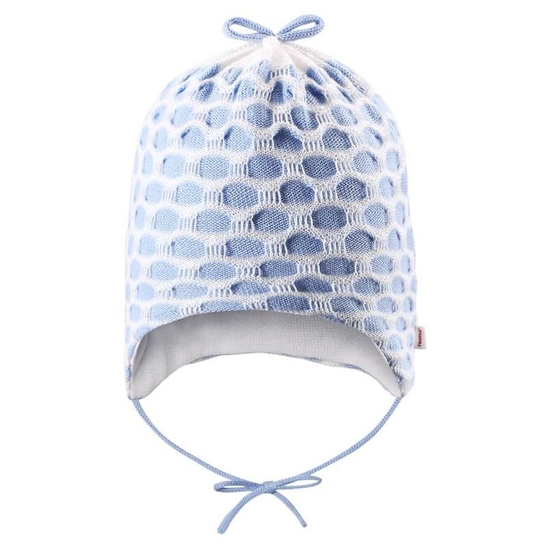 Reima dětská čepice pletená se zavazováním Vanilja 518336 - modro bílá - 40 - 42 cm