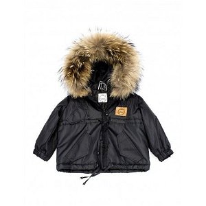 LATTANTE bunda s kapucí úmělá kožešina černá 104/110 cm