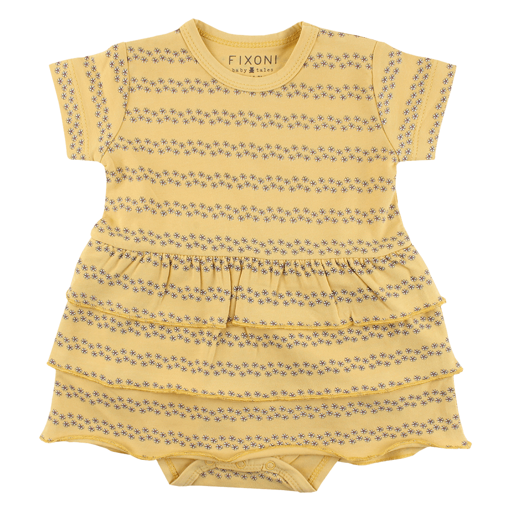 FIXONI dívčí body se sukní KR žlutá - 68 cm