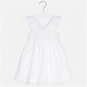 MAYORAL dívčí letní šaty - bílé s krajkou - 110 cm