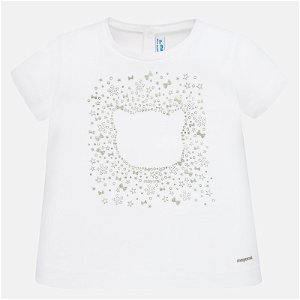 MAYORAL dívčí triko s krátkým rukávem - bílé - 92 cm