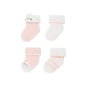 MAYORAL dívčí set 4ks ponožek, růžová/bílá - 70 cm- EU17-19