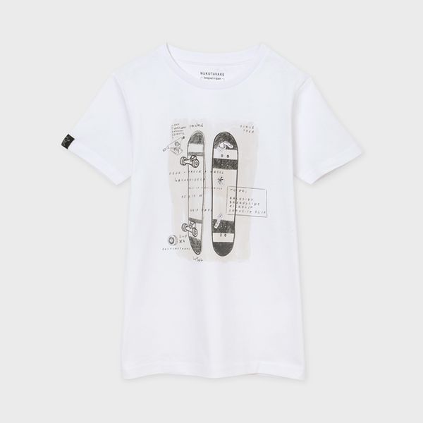 MAYORAL chlapecké tričko se skaty bílé - 140 cm