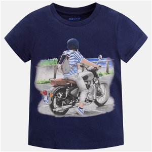 MAYORAL chlapecké tričko s krátkým rukávem a potiskem - tmavě modré - 122 cm