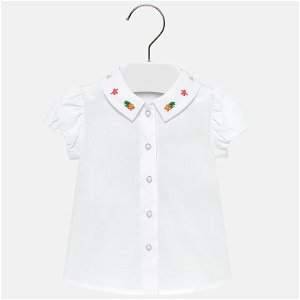 MAYORAL dívčí košile s vyšívaným límečkem bílá - 86 cm