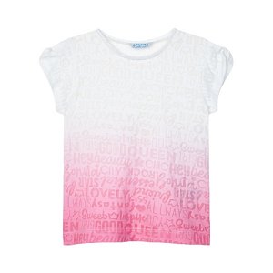 MAYORAL dívčí tričko KR s barevným přechodem bílá/růžová - 128 cm