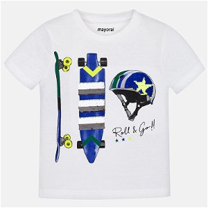 MAYORAL chlapecké tričko krátký rukáv potisk skate - bílá - 110 cm
