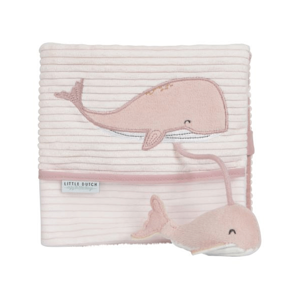 LITTLE DUTCH Plyšová knížka velká ocean - velryba pink