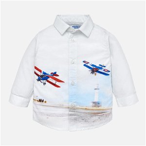 MAYORAL chlapecká košile letadlo bílá - 80 cm