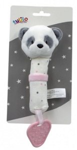Tulilo plyšová hračka s pískátkem a kousátkem Medvídek Panda-růžová