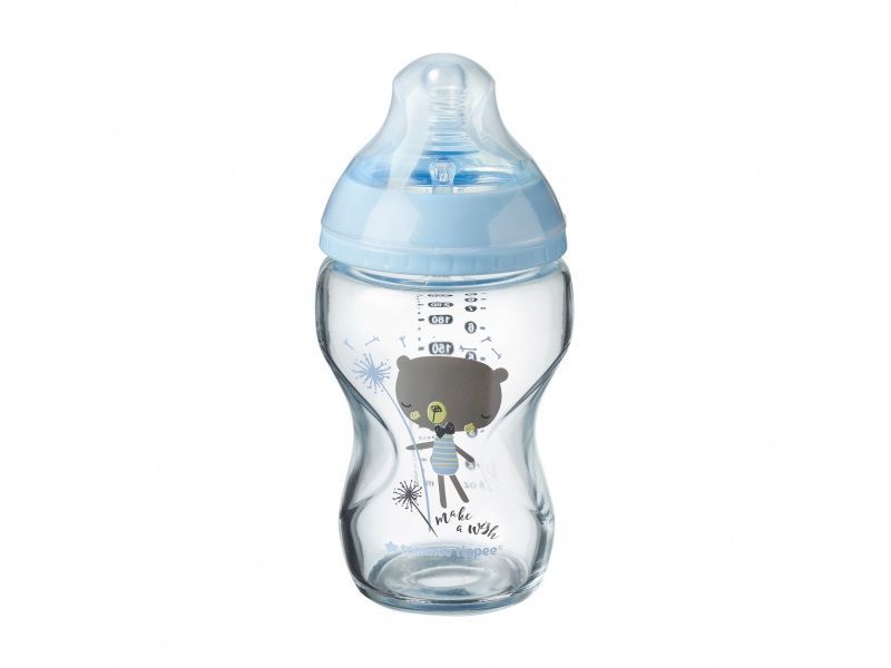 Tommee Tippee kojenecká láhev C2N 250ml skleněná -Blue