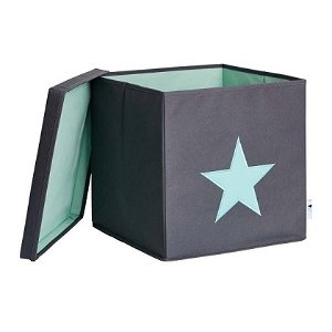 Store It Úložný box s víkem-šedá s mintovou hvězdou