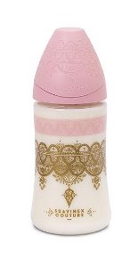 Suavinex PREMIUM Couture láhev 270ml silikon-růžová