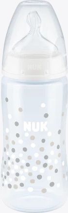 NUK kojenecká láhev FC s kontrolou teploty 300ml-stříbrná