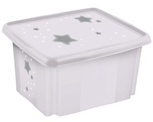 Keeeper úložný box s víkem Stars-bílá 45l