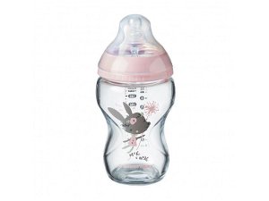 Tommee Tippee kojenecká láhev C2N 250ml skleněná -Pink