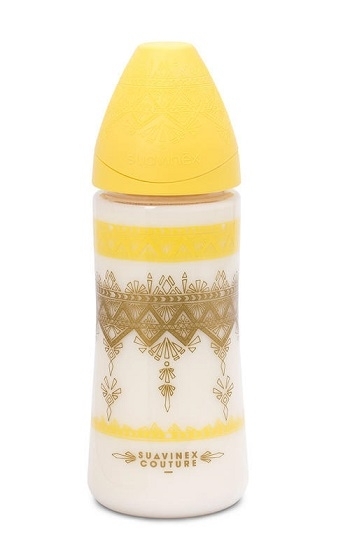 Suavinex PREMIUM Couture láhev 360ml silikon-žlutá