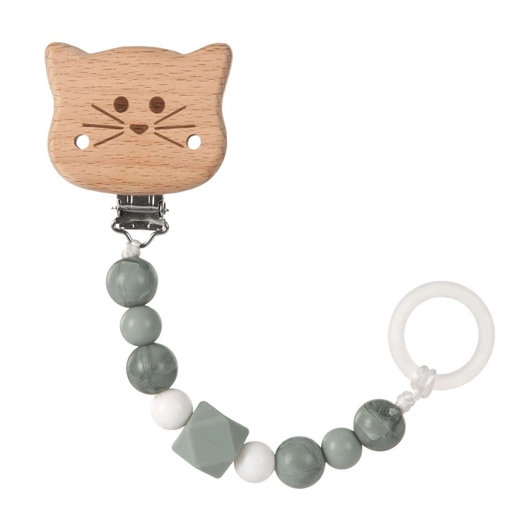Lässig soother holder wood/silicone Little Chums-Cat