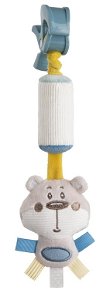 Canpol babies Plyšová hračka se zvonečkem a klipem PASTEL FRIENDS-Šedý medvídek
