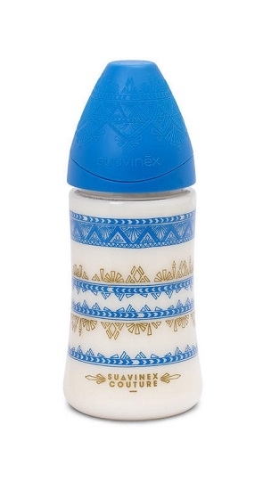 Suavinex PREMIUM Couture láhev 270ml silikon-tmavě modrá
