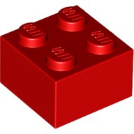Lego kostka 2x2 použitá červená