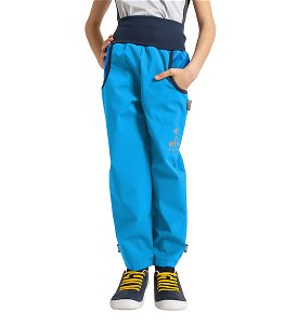 Unuo, Dětské softshellové kalhoty s fleecem Basic, Tyrkysová Velikost: 98/104, vel. 98/104