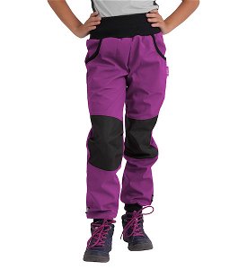 Unuo, Dětské softshellové kalhoty s fleecem Street Strong, Ostružinová Velikost: 98/104, vel. 104/110