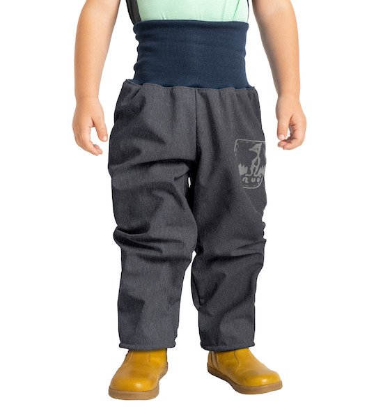 Unuo, Batolecí softshellové kalhoty s fleecem, Žíhaná Antracitová Velikost: 74/80, vel. 80/86