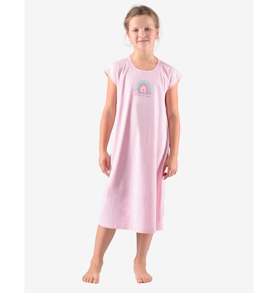GINA dětské Košilka noční dívčí krátký rukáv, šité, s potiskem Pyžama 2022 29012P  - sacharóza cola 140/146, vel. 152/158, sacharóza cola