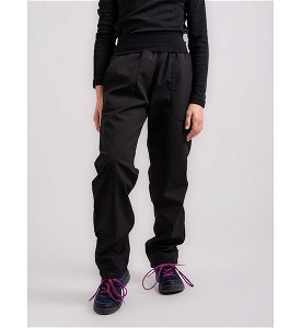 Unuo, Dětské softshellové kalhoty s fleecem Simple, Černá Velikost: 98/104, vel. 104/110
