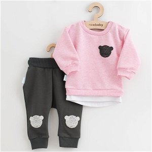 Kojenecká souprava tričko a tepláčky New Baby Brave Bear ABS šedá, vel. 74 (6-9m), Růžová