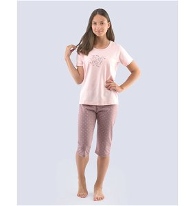 GINA dětské pyžamo 3/4 dívčí, 3/4 kalhoty, šité, s potiskem Pyžama 2021 29004P  - ametyst hypermangan 140/146, vel. 152/158, cukrová barytová