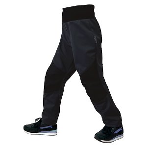 Unuo, Dětské softshellové kalhoty s fleecem pružné Flexi, Černá, Černá Velikost: 104/110, vel. 128/134