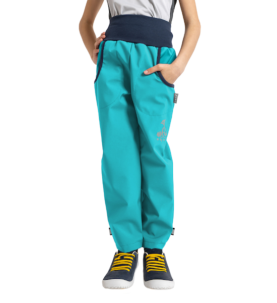 Unuo, Dětské softshellové kalhoty s fleecem Basic, Sv. Smaragdová Velikost: 98/104, vel. 116/122