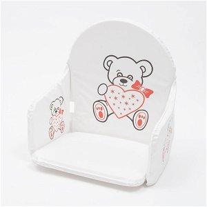 Vložka do dřevěných jídelních židliček typu New Baby Victory bílá medvídek srdíčko, Bílá