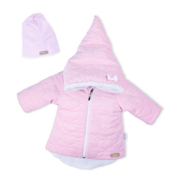 Zimní kojenecký kabátek s čepičkou Nicol Kids Winter růžový, vel. 68 (4-6m), Růžová