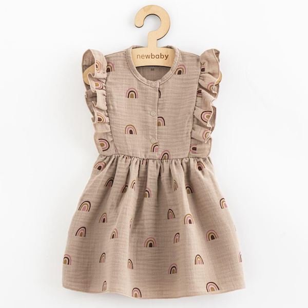 Letní kojenecké mušelínové šaty New Baby Rainbow, vel. 86 (12-18m), Hnědá