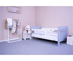 Dětská postel se zábranou New Baby ERIK 140x70 cm bílo-šedá, šedá