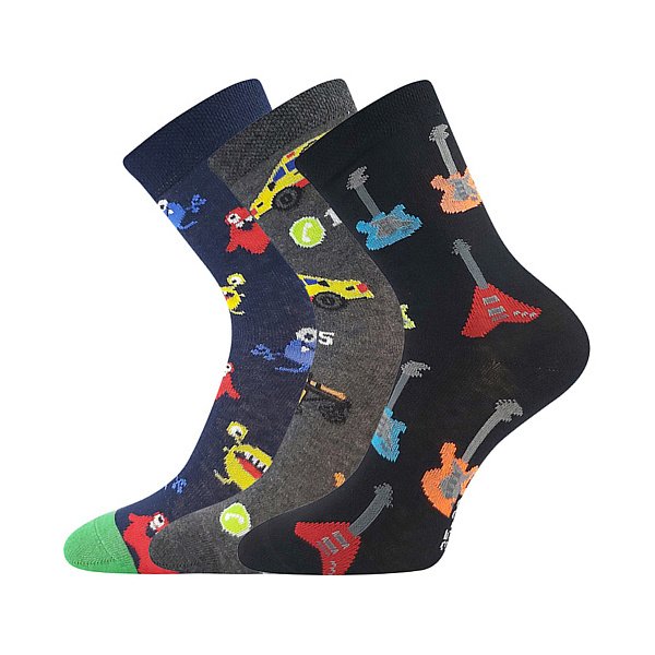 Chlapecké ponožky Boma 3 páry (Zoo5808), vel. 25-29, šedo-černá