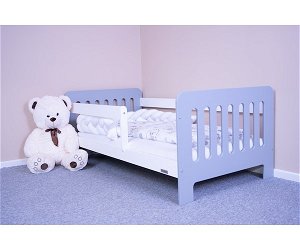 Dětská postel se zábranou New Baby ERIK 160x80 cm bílo-šedá, šedá