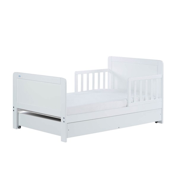 Dětská postel se zábranou a šuplíkem Drewex Olek 140x70 cm bílá, Bílá