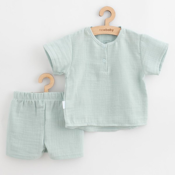 Kojenecká mušelínová soupravička New Baby Soft dress mátová, vel. 56 (0-3m), Dle obrázku