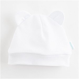 Kojenecká bavlněná čepička New Baby Kids krémová, vel. 62 (3-6m), Bílá