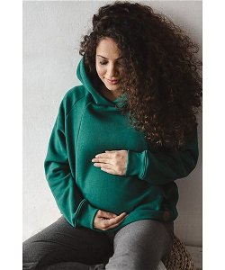 Těhotenská a kojící mikina Motherhood oversize milk & love zelená, vel. XL, Zelená