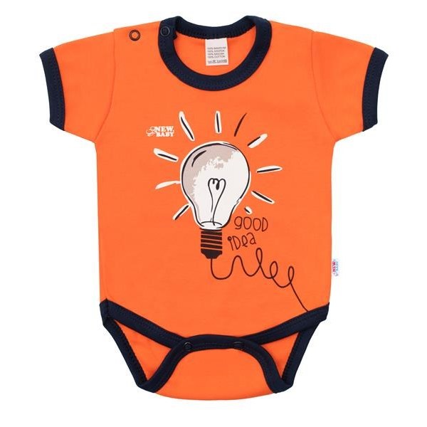 Kojenecké bavlněné body s krátkým rukávem New Baby skvělý nápad, vel. 62 (3-6m), oranžová