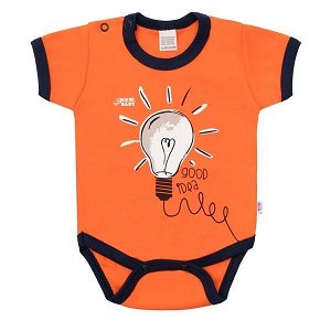 Kojenecké bavlněné body s krátkým rukávem New Baby skvělý nápad, vel. 62 (3-6m), oranžová
