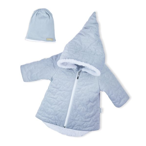 Zimní kojenecký kabátek s čepičkou Nicol Kids Winter modrý, vel. 68 (4-6m), šedá