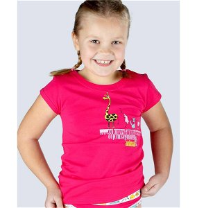 GINA dětské tričko s krátkým rukávem dívčí, krátký rukáv, šité, s potiskem Disco VI 28003P  - bordo  122/128, vel. 134/140, bordo