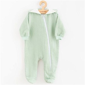 Kojenecký mušelínový overal s kapucí New Baby Comfort clothes šalvějová, vel. 68 (4-6m), Zelená