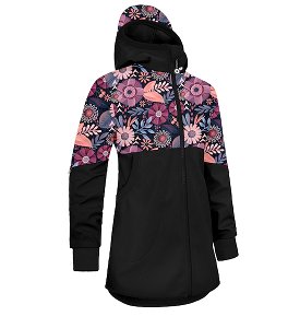 Unuo, Dívčí softshellový kabát s fleecem Street, Černá, Kouzelné květiny Velikost: 110/116, vel. 158/164